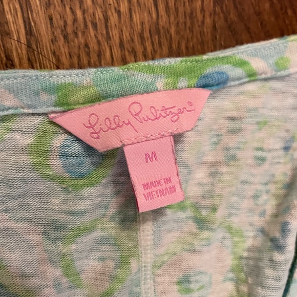Lilly Pulitzer Duval Notch Neckline Linen Top - Pool Blue Any Fins Possible - Picture 4 of 4